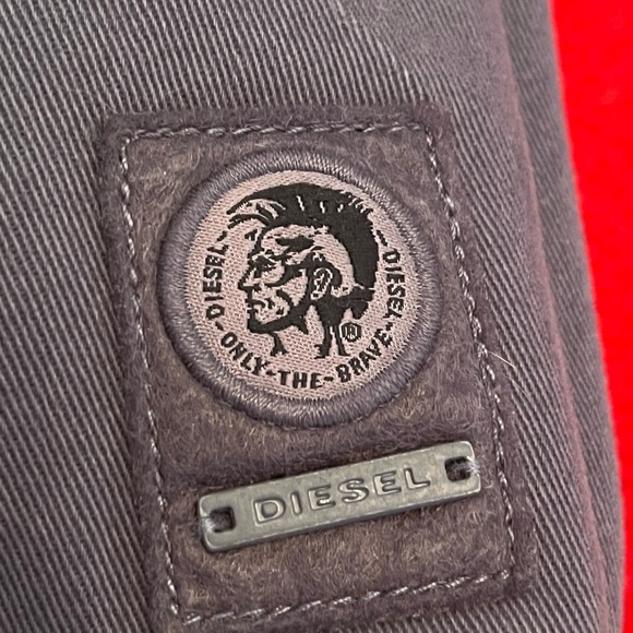 Men's Grey Diesel Hooded Parka Coat - Picture 7 of 7